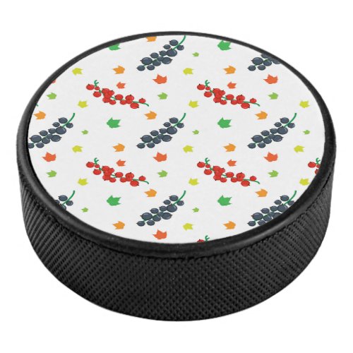 Pattern Of Berries Redberry Blueberry Fruit Hockey Puck