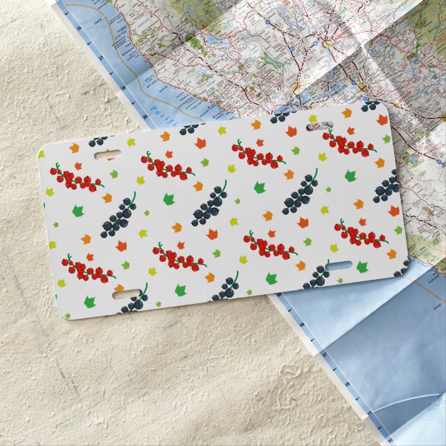 Pattern Of Berries, Redberry, Blueberry, Fruit License Plate (In Situ)