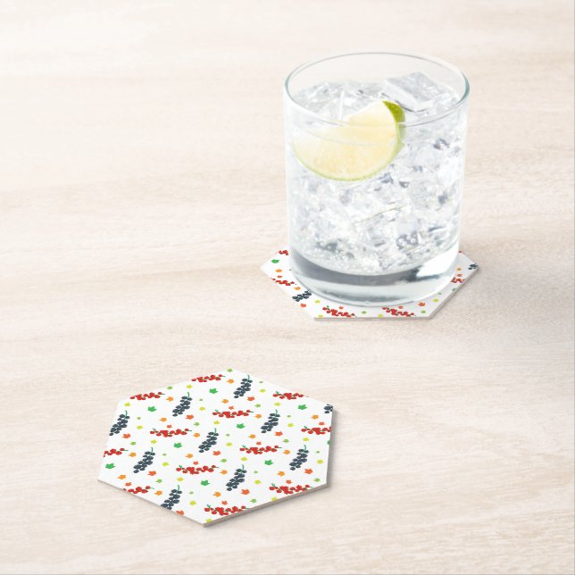 Pattern Of Berries, Redberry, Blueberry, Fruit Paper Coaster (Insitu)