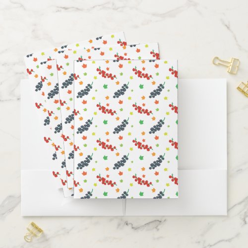 Pattern Of Berries Redberry Blueberry Fruit Pocket Folder