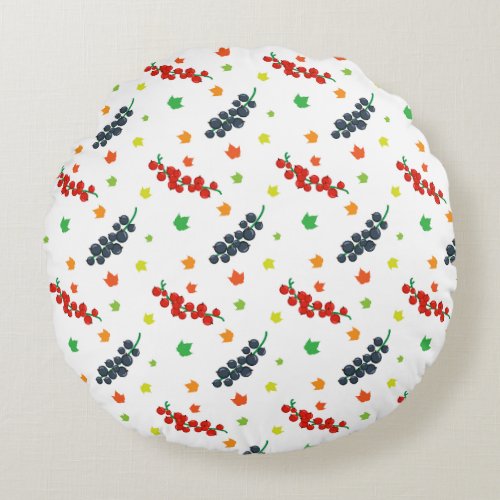 Pattern Of Berries Redberry Blueberry Fruit Round Pillow