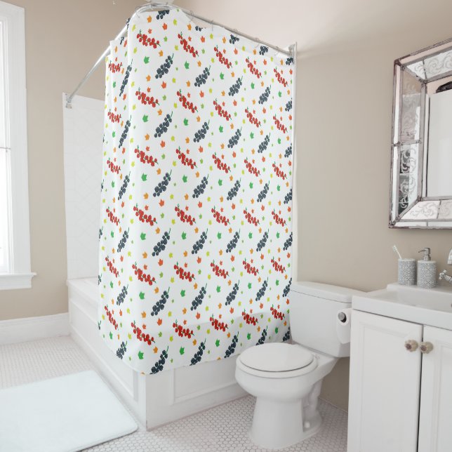 Pattern Of Berries, Redberry, Blueberry, Fruit Shower Curtain (In Situ)