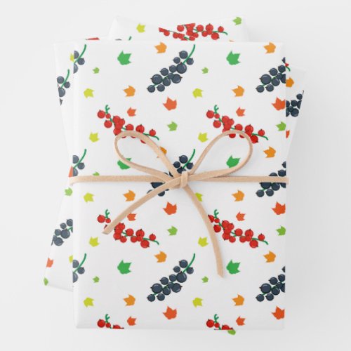 Pattern Of Berries Redberry Blueberry Fruit Wrapping Paper Sheets