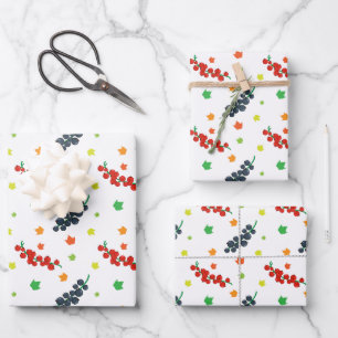 Pattern Of Berries, Redberry, Blueberry, Fruit Wrapping Paper Sheets