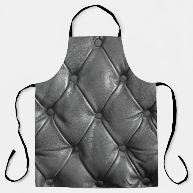 pattern of black genuine leather texture using as  apron (Front)
