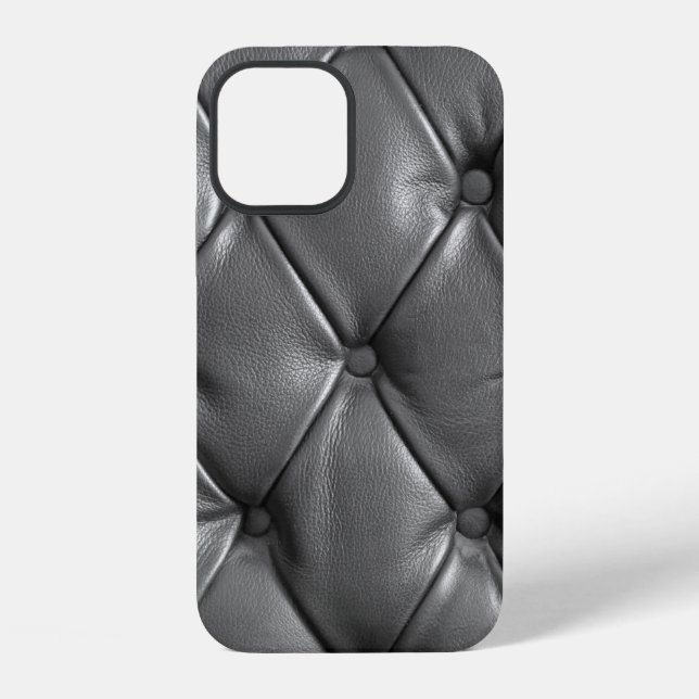 pattern of black genuine leather texture using as  iphone case (Back)