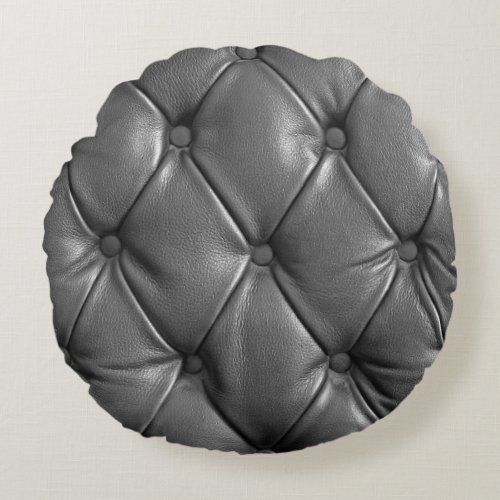 pattern of black genuine leather texture using as  round pillow