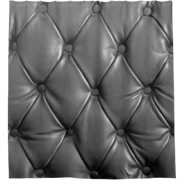 pattern of black genuine leather texture using as  shower curtain (Front)