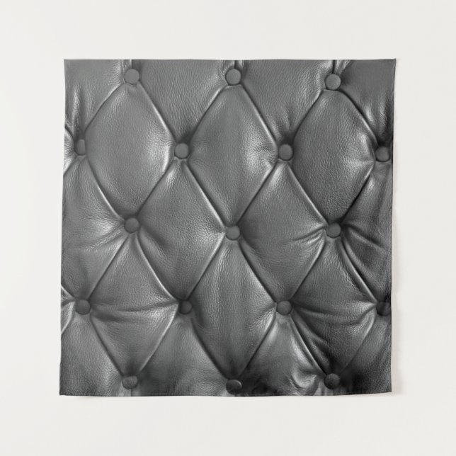 pattern of black genuine leather texture using as  tapestry (Front)