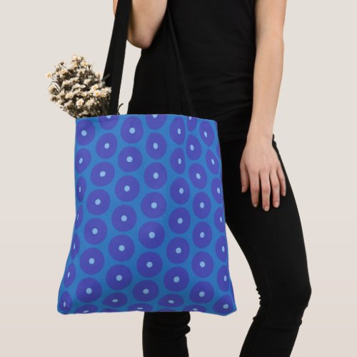 Pattern of Blue Discs on a large Shoulder Bag