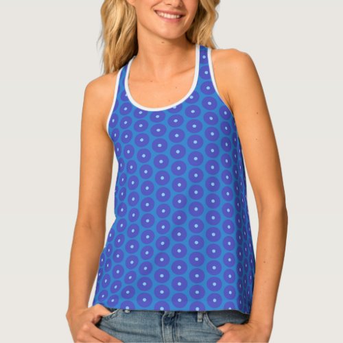 Pattern of Blue Discs on a Tank Top