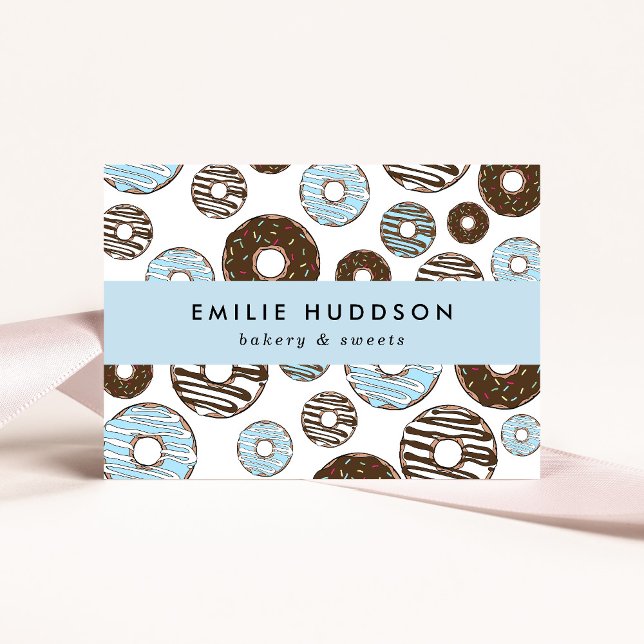 Pattern Of Blue Donuts, Cake Shop, Pastry Shop Business Card (Creator Uploaded)