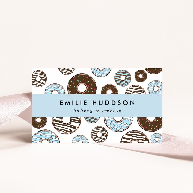 Pattern Of Blue Donuts, Cake Shop, Pastry Shop Business Card (Creator Uploaded)