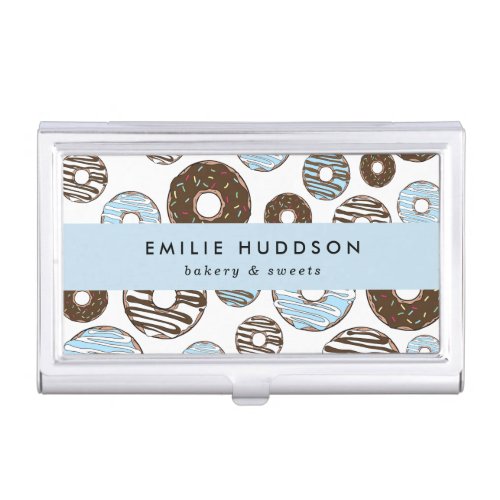 Pattern Of Blue Donuts Cake Shop Pastry Shop Business Card Case