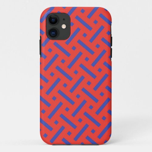 Pattern of blue dotted lines on a red background  iPhone 11 case