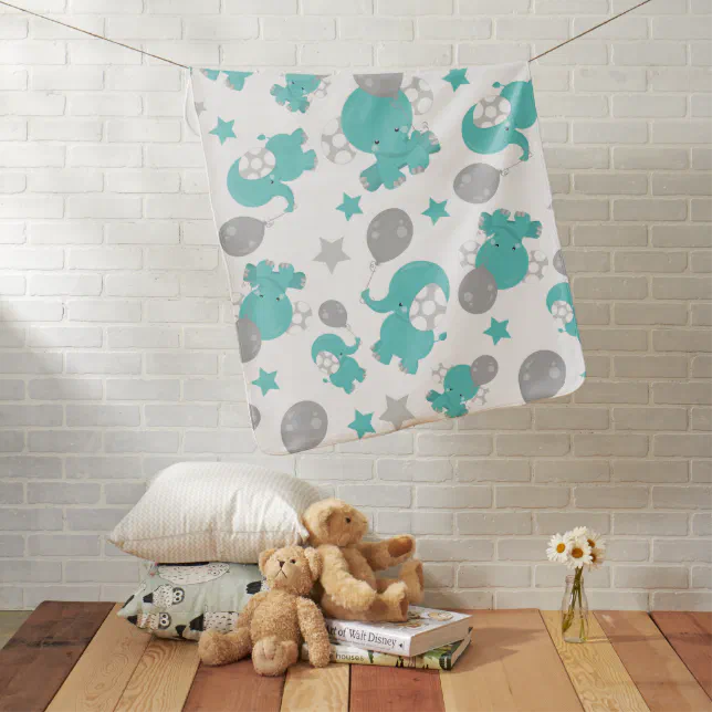 Pattern Of Blue Elephants, Cute Elephants, Stars Baby Blanket | Zazzle