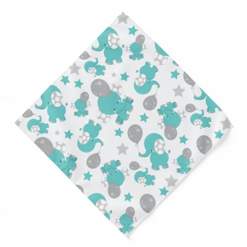 Pattern Of Blue Elephants Cute Elephants Stars Bandana