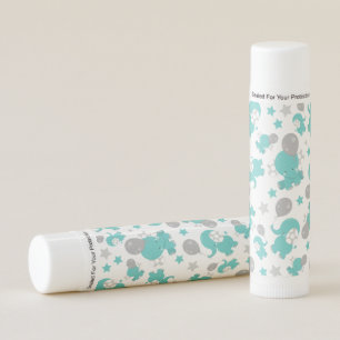 Pattern Of Blue Elephants, Cute Elephants, Stars Lip Balm