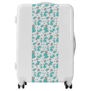 Pattern Of Blue Elephants, Cute Elephants, Stars Luggage