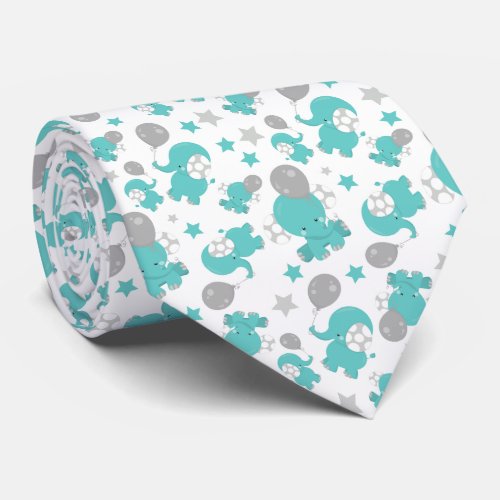 Pattern Of Blue Elephants Cute Elephants Stars Neck Tie