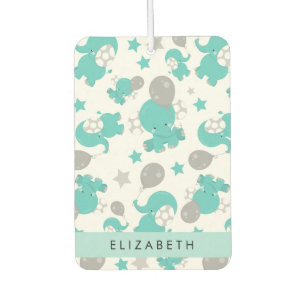 Pattern Of Blue Elephants, Stars, Your Name Air Freshener