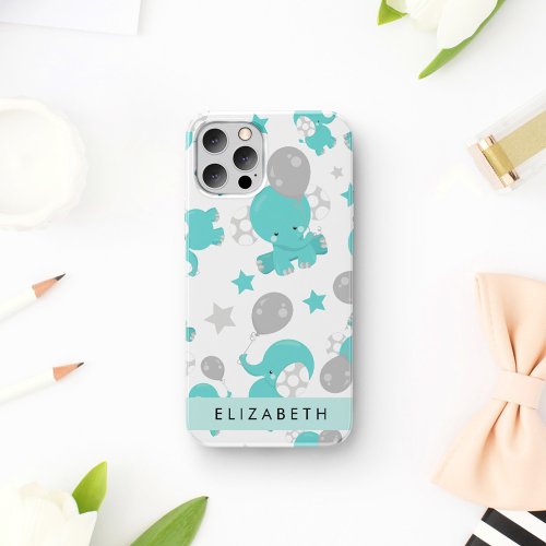 Pattern Of Blue Elephants Stars Your Name iPhone 12 Pro Case