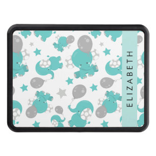 Pattern Of Blue Elephants, Stars, Your Name Hitch Cover