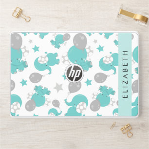 Pattern Of Blue Elephants, Stars, Your Name HP Laptop Skin