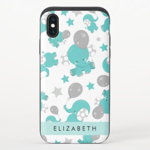Pattern Of Blue Elephants, Stars, Your Name iPhone X Slider Case