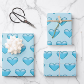 Pattern Of Blue Hearts Wrapping Paper Sheets