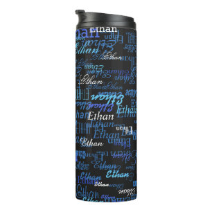Pattern of Blue Names (create your own)  Thermal Tumbler
