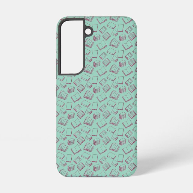 Pattern of Books in Dark Red Samsung Galaxy Case (Back)