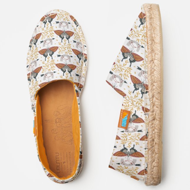 Pattern Of Butterflies, Plants, Arrows, Rainbows Espadrilles (Side)