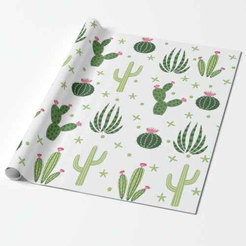 Pattern of cactuses wrapping paper