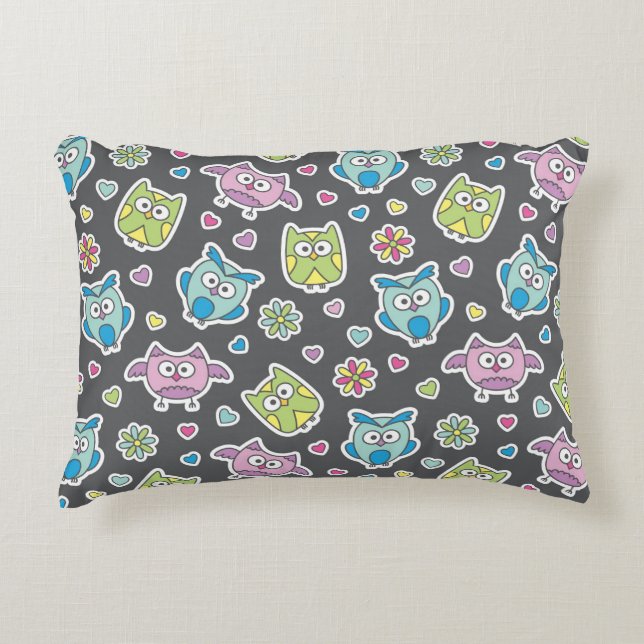 pattern of cartoon owls accent pillow (Front)