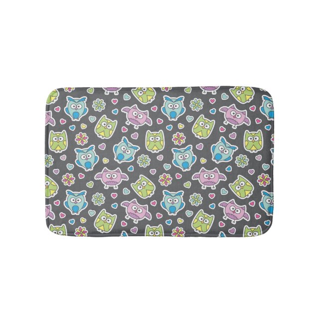 pattern of cartoon owls bath mat (Front)