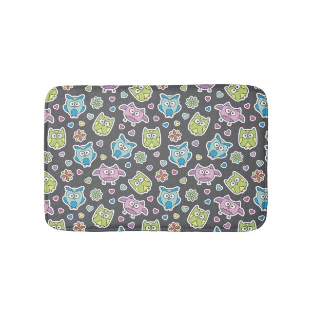 pattern of cartoon owls bath mat (Front)