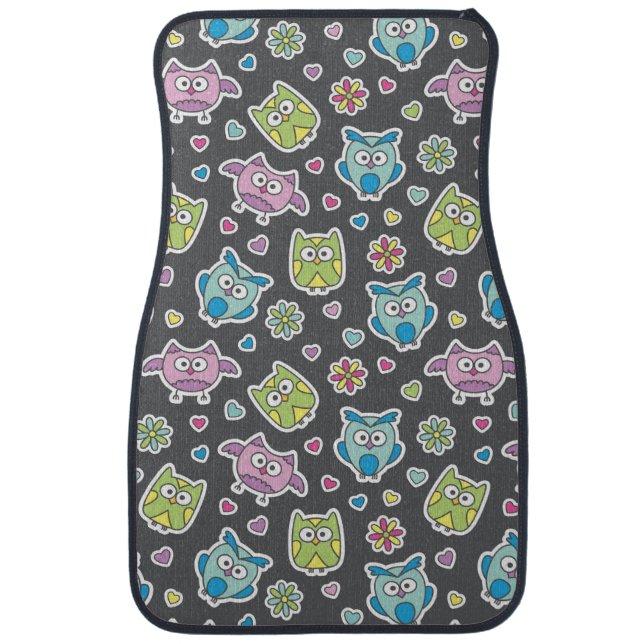 pattern of cartoon owls car floor mat (Front)