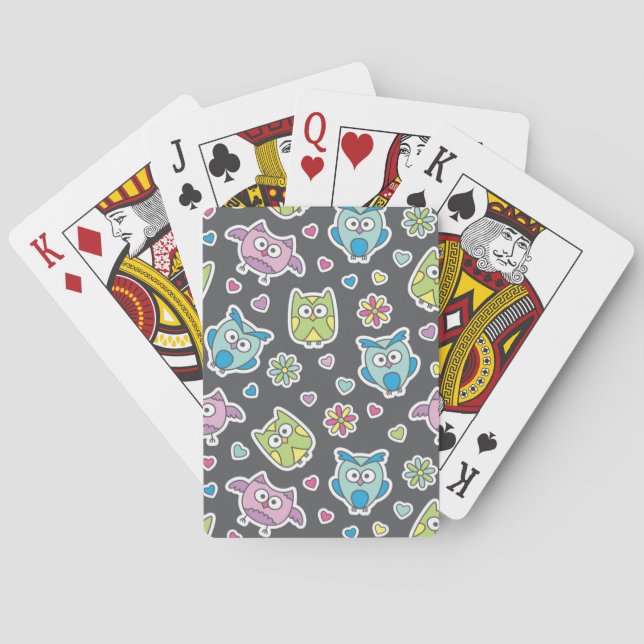 pattern of cartoon owls poker cards (Back)