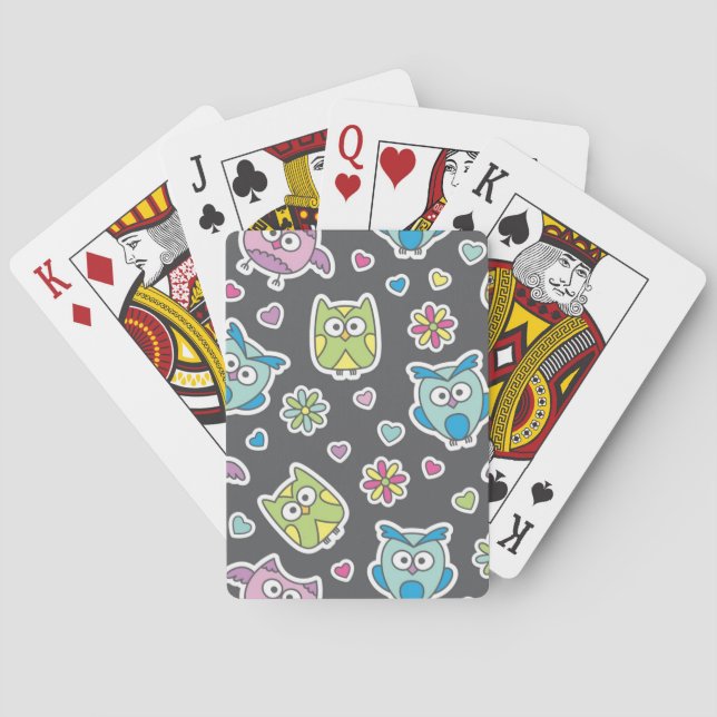 pattern of cartoon owls poker cards (Back)
