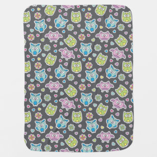 pattern of cartoon owls receiving blanket