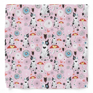 pattern of cats and flowers bandana
