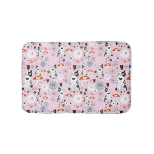 pattern of cats and flowers bathroom mat