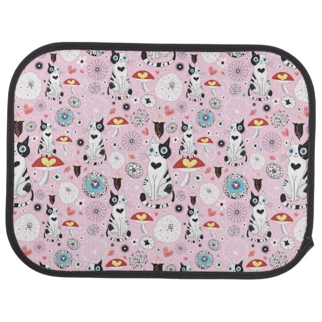 pattern of cats and flowers car mat (Rear)