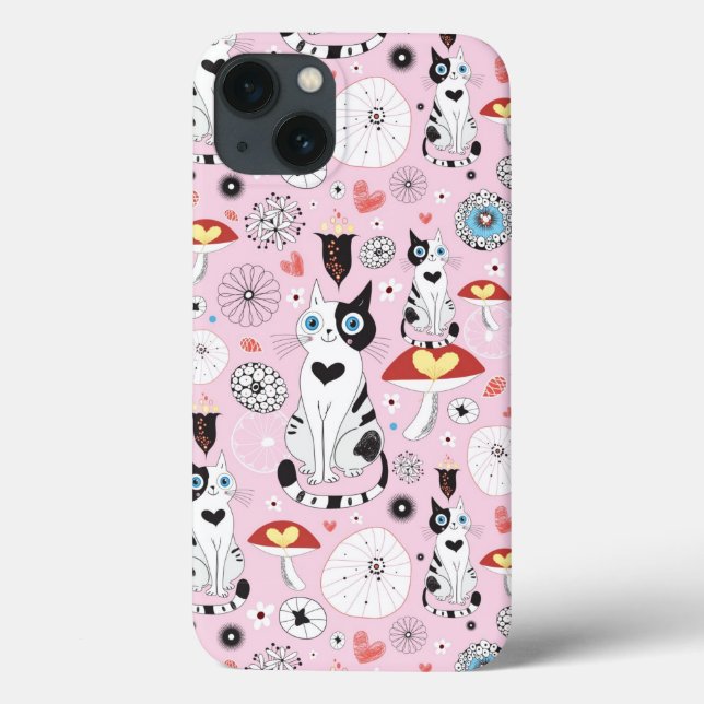 pattern of cats and flowers Case-Mate iPhone case (Back)