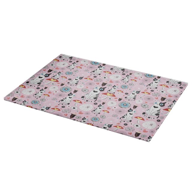 pattern of cats and flowers cutting board (Corner)
