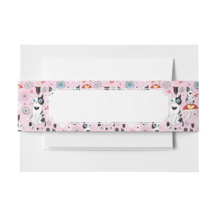 pattern of cats and flowers invitation belly band