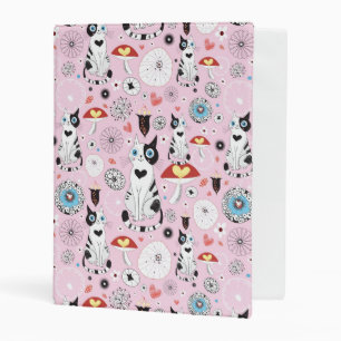 pattern of cats and flowers mini binder