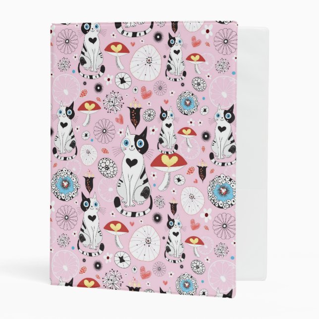 pattern of cats and flowers mini binder (Front/Inside)
