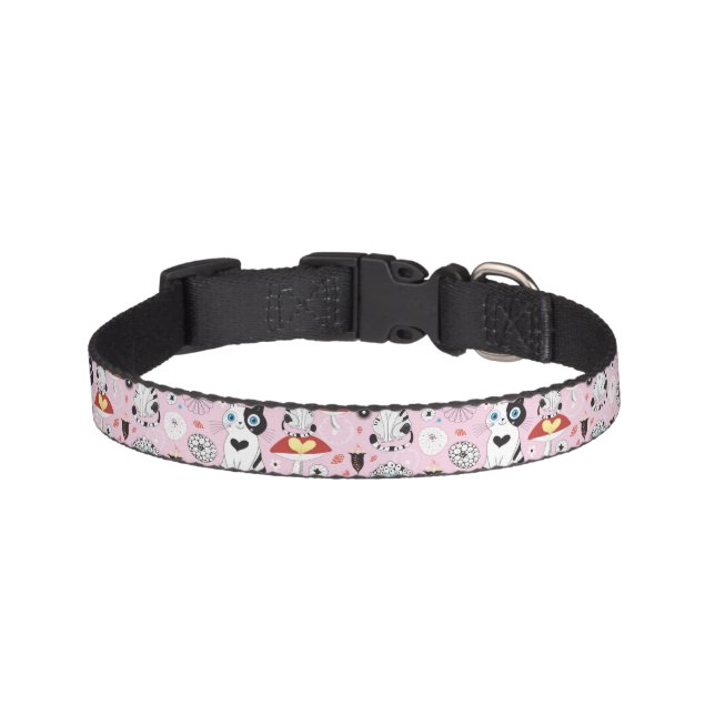 pattern of cats and flowers pet collar (Front)
